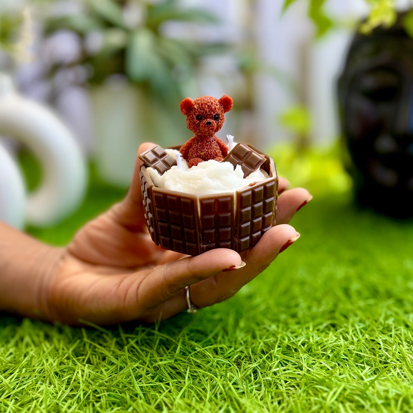 Handmade Teddy Bear Chocolate Cake Candle